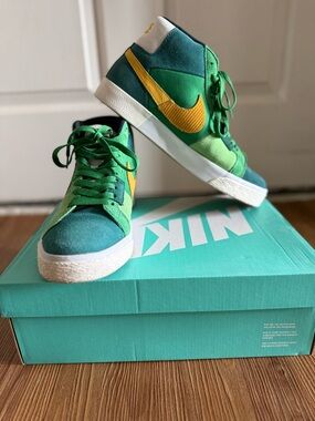 Nike Blazer Mid Green Yellow Suede Sneakers Men’s Size __ Rare Colorway
